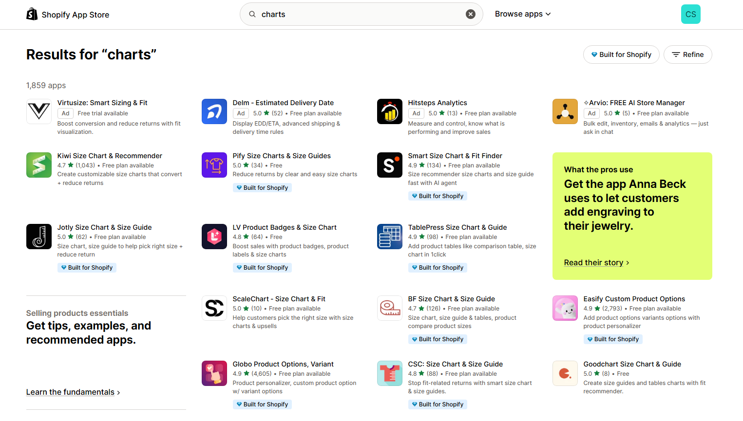 Shopify graph and diagram apps from the app store