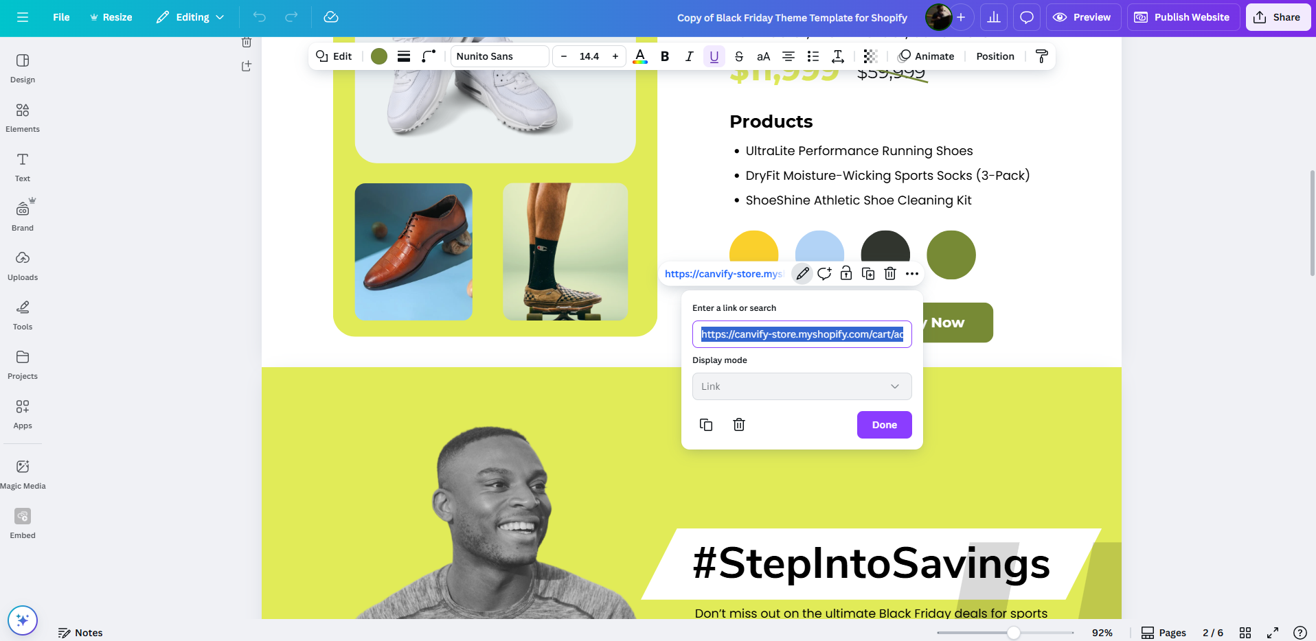 paste link in Canvify