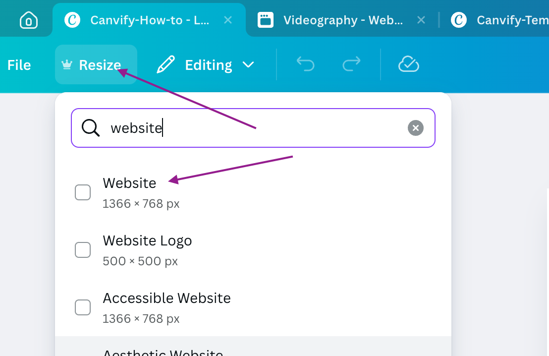 Canva Resize